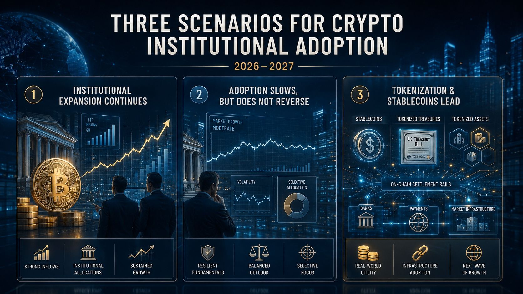 Three Scenarios for Crypto Institutional Adoption in 2026–2027