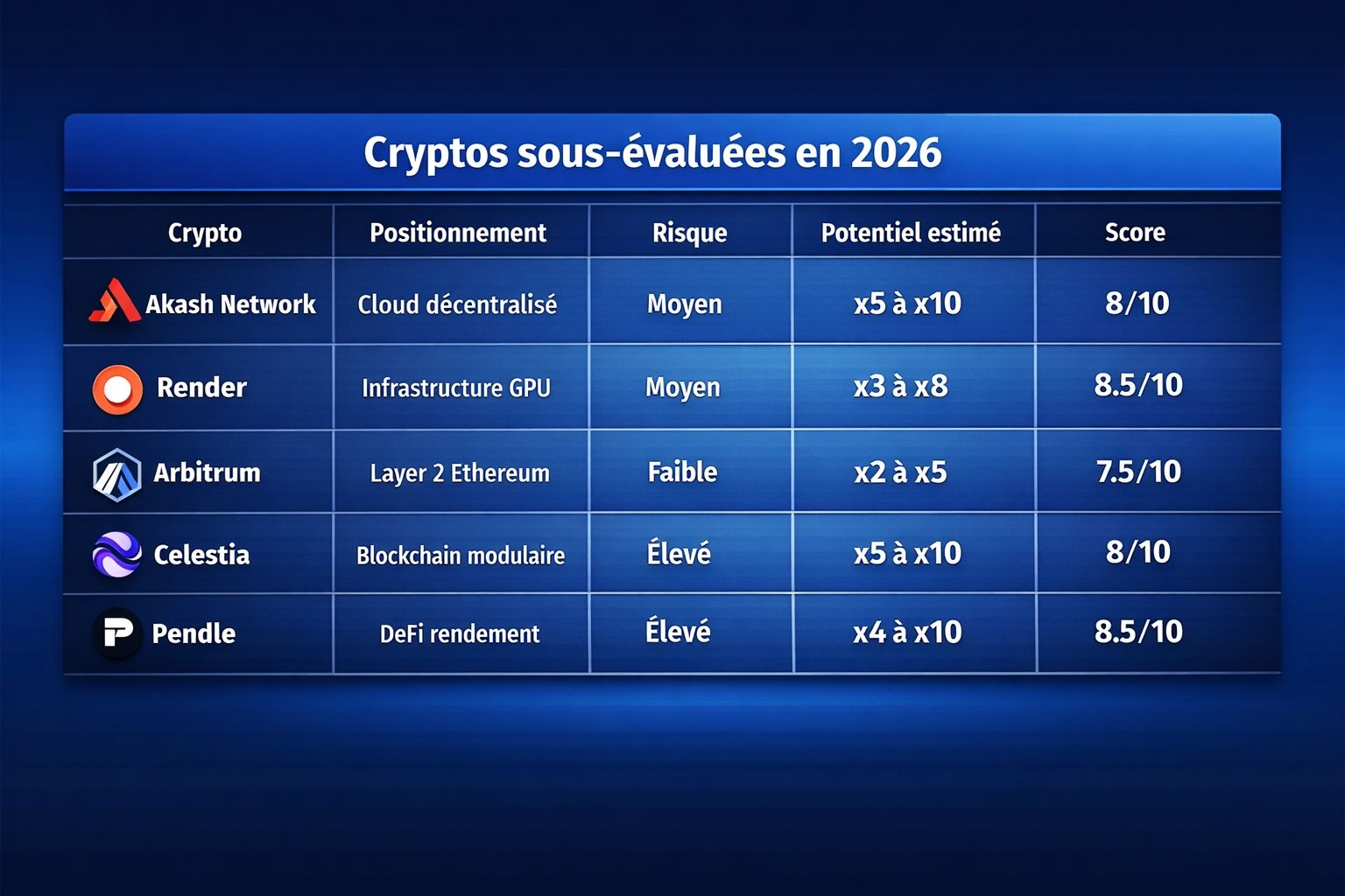 5 cryptos sous-évalutées