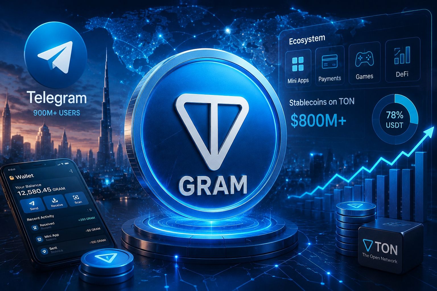 Toncoin devient GRAM dans l'écosystème Telegram et TON