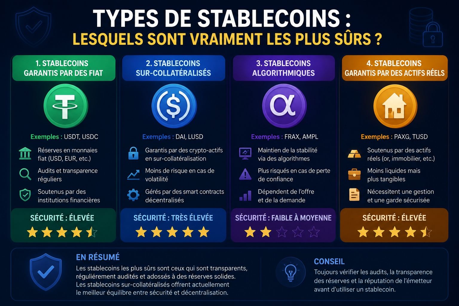 stablecoins : lesquels sont vraiment les plus sûrs ?